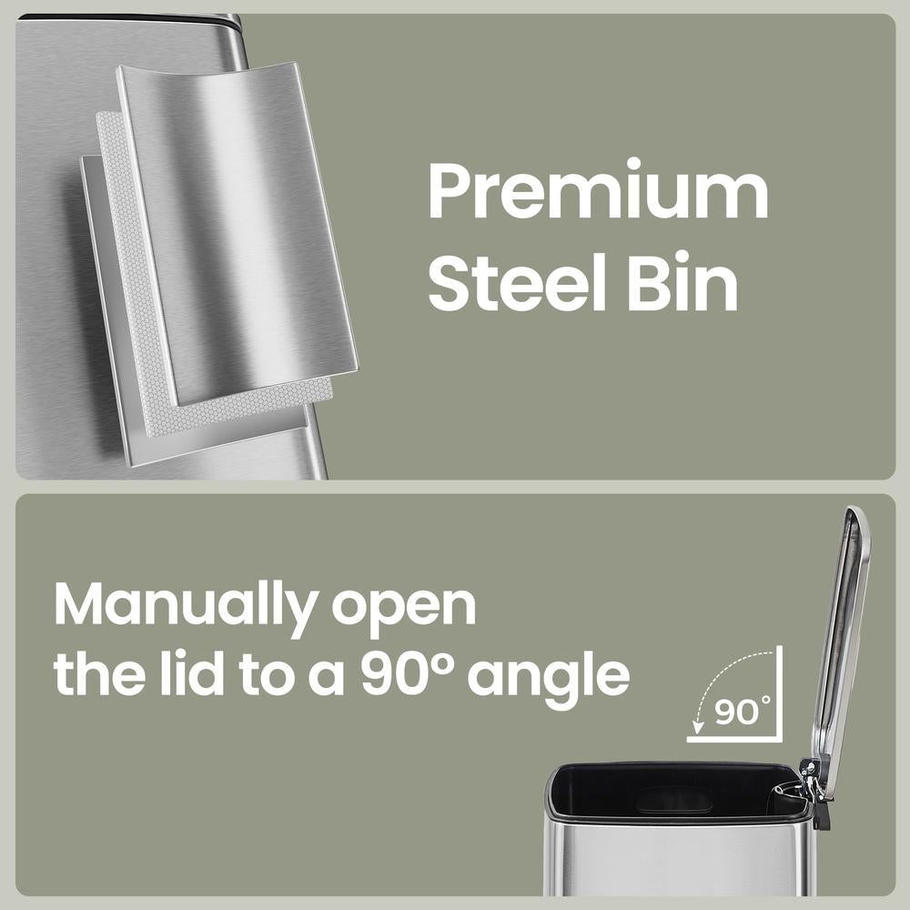 Trash Can, 8-Gallon Trash Bin, Stainless Steel Kitchen Garbage Can - image 70