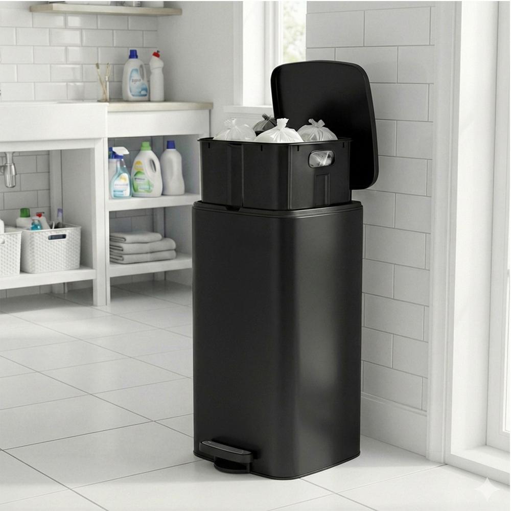 Trash Can, 8-Gallon Trash Bin, Stainless Steel Kitchen Garbage Can - image 11