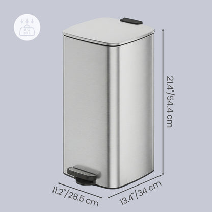Trash Can, 8-Gallon Trash Bin, Stainless Steel Kitchen Garbage Can - image 3