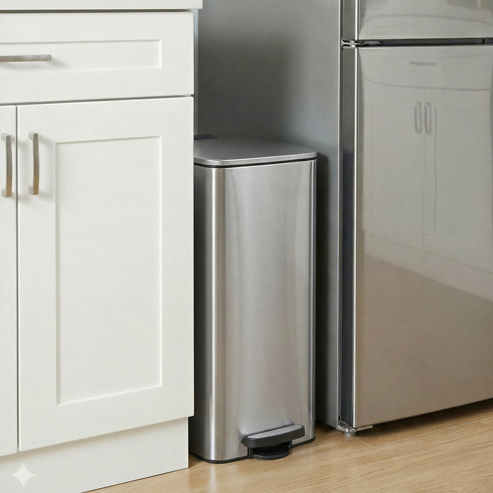 Trash Can, 8-Gallon Trash Bin, Stainless Steel Kitchen Garbage Can - image 8