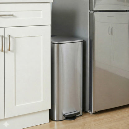 Trash Can, 8-Gallon Trash Bin, Stainless Steel Kitchen Garbage Can - image 8