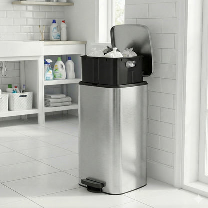 Trash Can, 8-Gallon Trash Bin, Stainless Steel Kitchen Garbage Can - image 7
