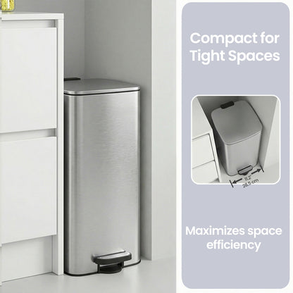 Trash Can, 8-Gallon Trash Bin, Stainless Steel Kitchen Garbage Can - image 6