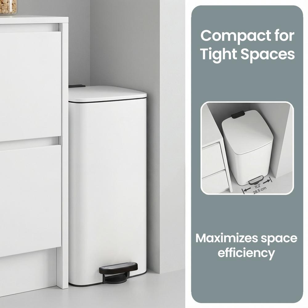 Trash Can, 8-Gallon Trash Bin, Stainless Steel Kitchen Garbage Can - image 37