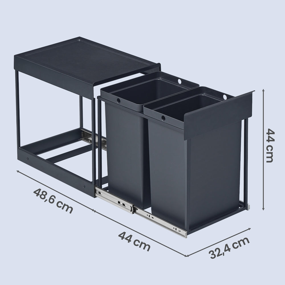 Kitchen Bin for Recycling and Waste 2 x 5.3 Gallon (20 L) Grey - image 3