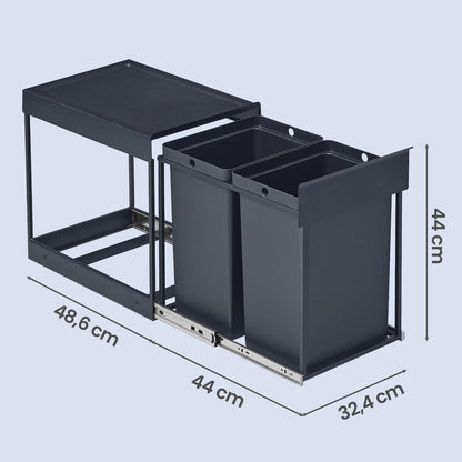 Kitchen Bin for Recycling and Waste 2 x 5.3 Gallon (20 L) Grey - image 3