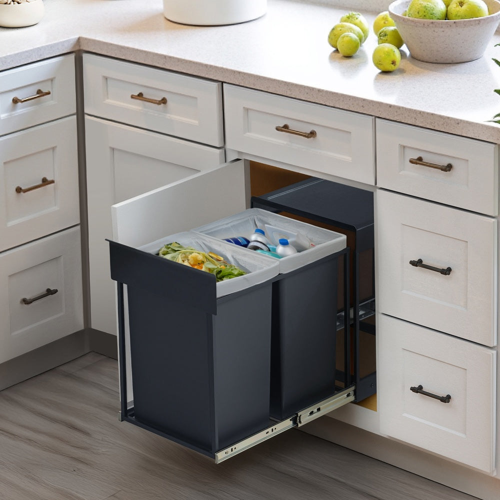 Kitchen Bin for Recycling and Waste 2 x 5.3 Gallon (20 L) Grey - image 4