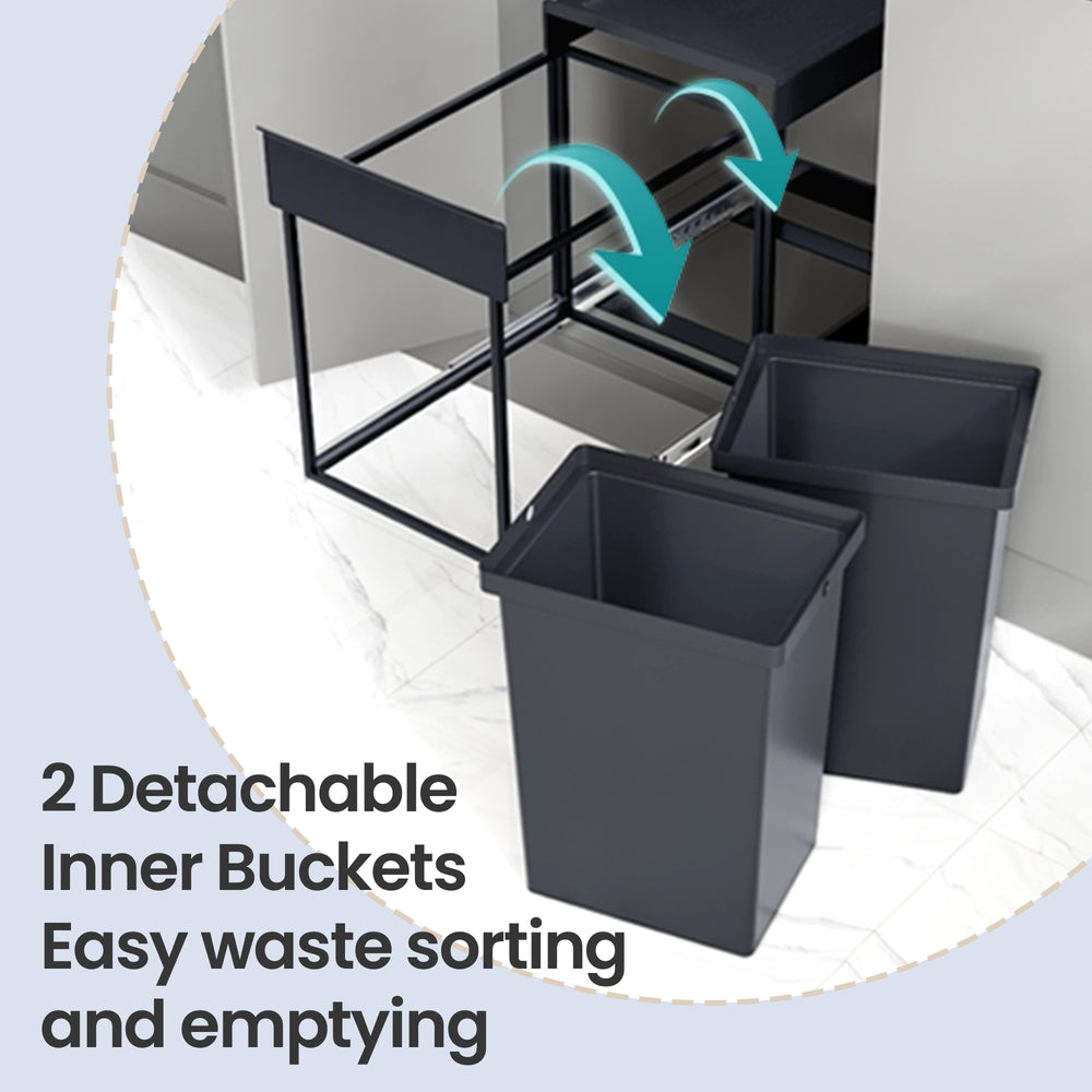 Kitchen Bin for Recycling and Waste 2 x 5.3 Gallon (20 L) Grey - image 6