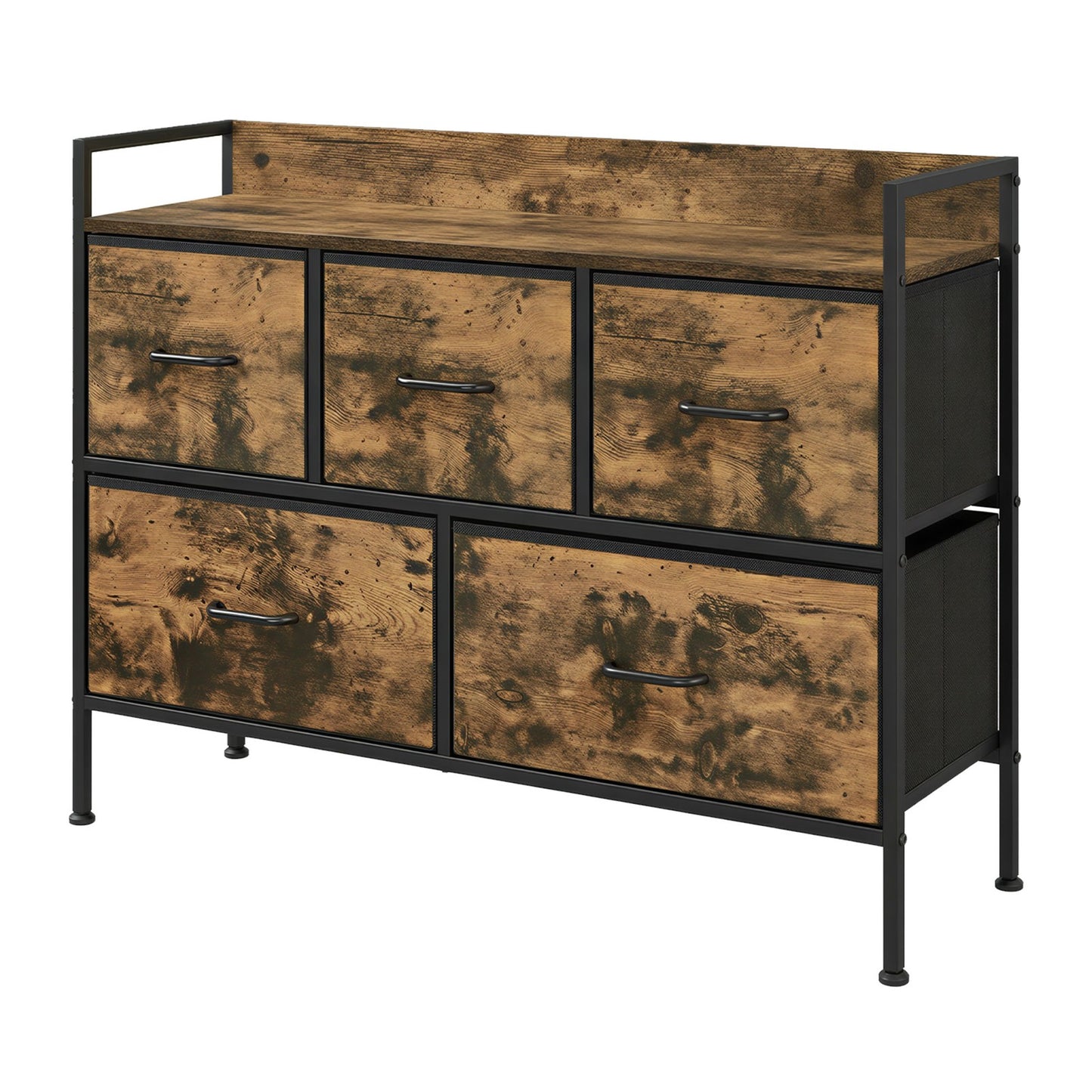 Dresser Cabinet with 7 Fabric Drawers, Metal Frame, Storage Organizer for Bedroom, Rustic Brown and Black - image 11