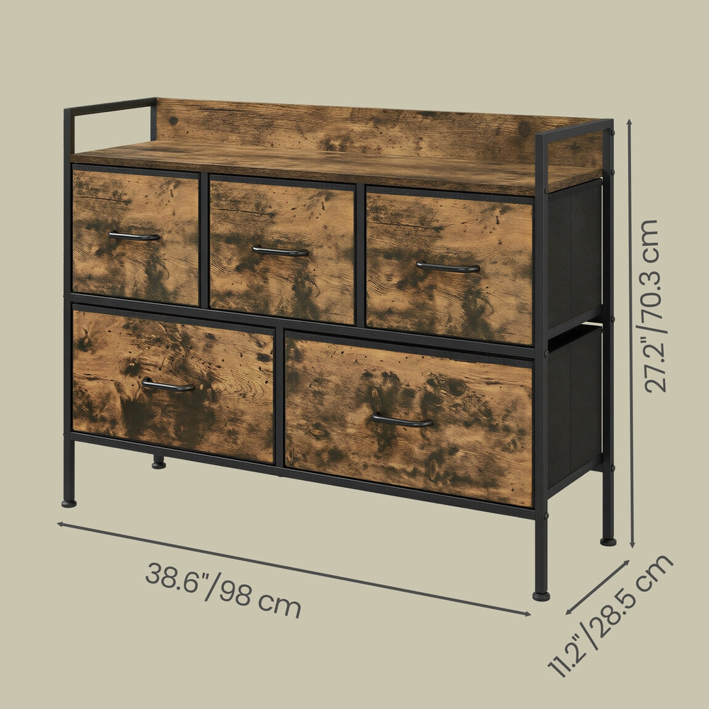 Dresser Cabinet with 7 Fabric Drawers, Metal Frame, Storage Organizer for Bedroom, Rustic Brown and Black - image 14
