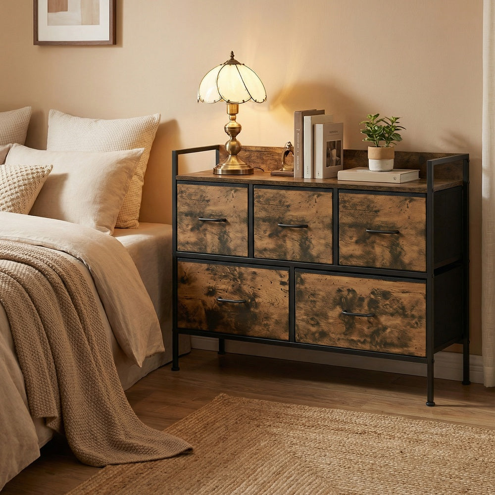 Dresser Cabinet with 7 Fabric Drawers, Metal Frame, Storage Organizer for Bedroom, Rustic Brown and Black - image 18