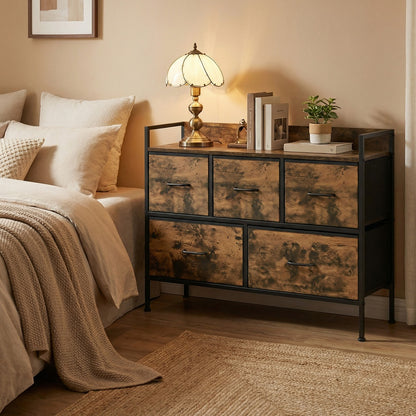 Dresser Cabinet with 7 Fabric Drawers, Metal Frame, Storage Organizer for Bedroom, Rustic Brown and Black - image 18