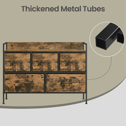 Dresser Cabinet with 7 Fabric Drawers, Metal Frame, Storage Organizer for Bedroom, Rustic Brown and Black - image 19