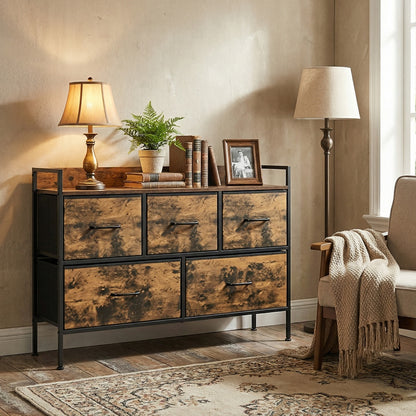 Dresser Cabinet with 7 Fabric Drawers, Metal Frame, Storage Organizer for Bedroom, Rustic Brown and Black - image 20
