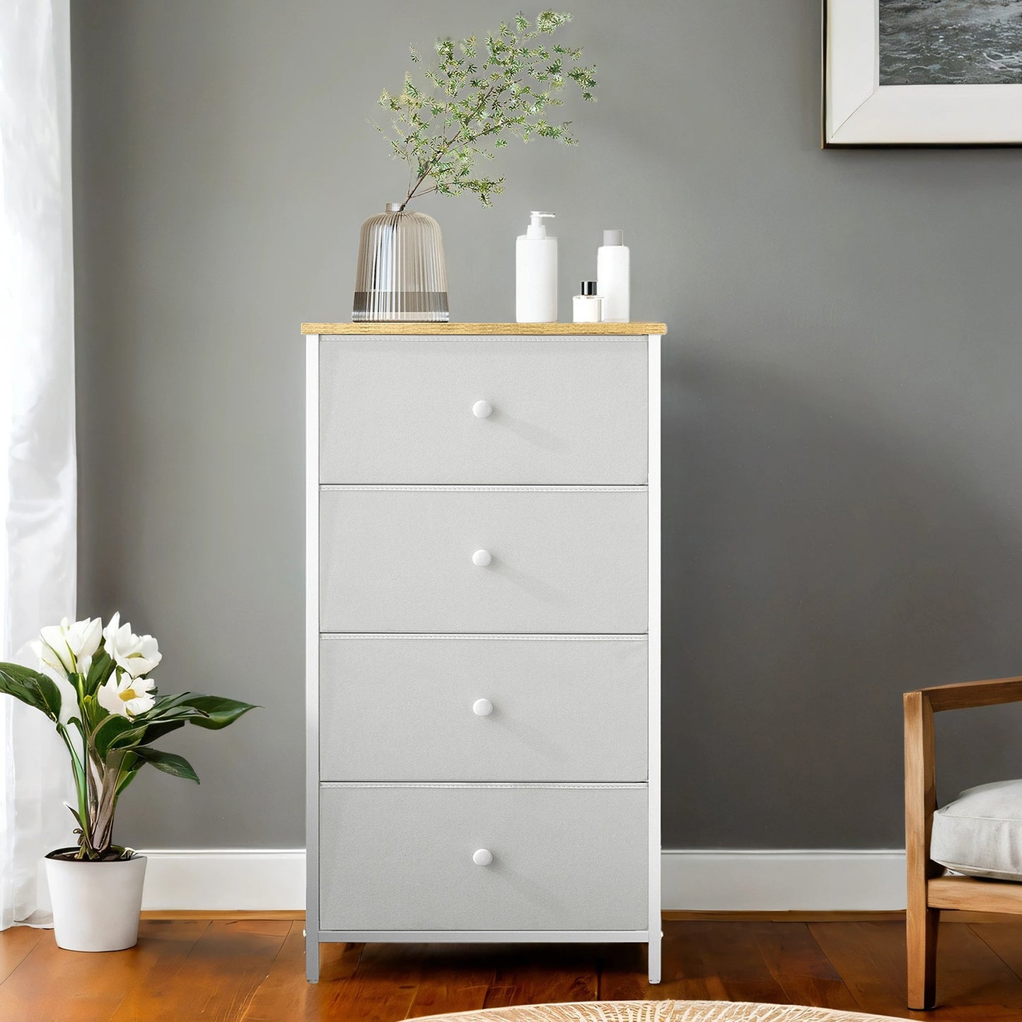 Fabric Dresser for Bedroom, with 4 Drawers, Metal Frame - image 4