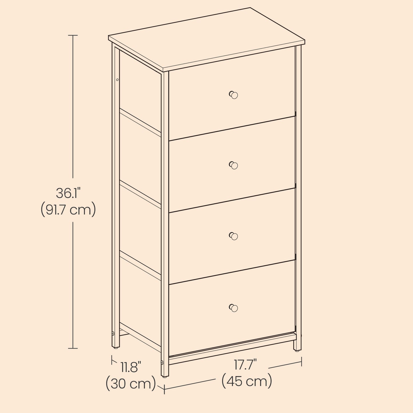 Fabric Dresser for Bedroom, with 4 Drawers, Metal Frame - image 6