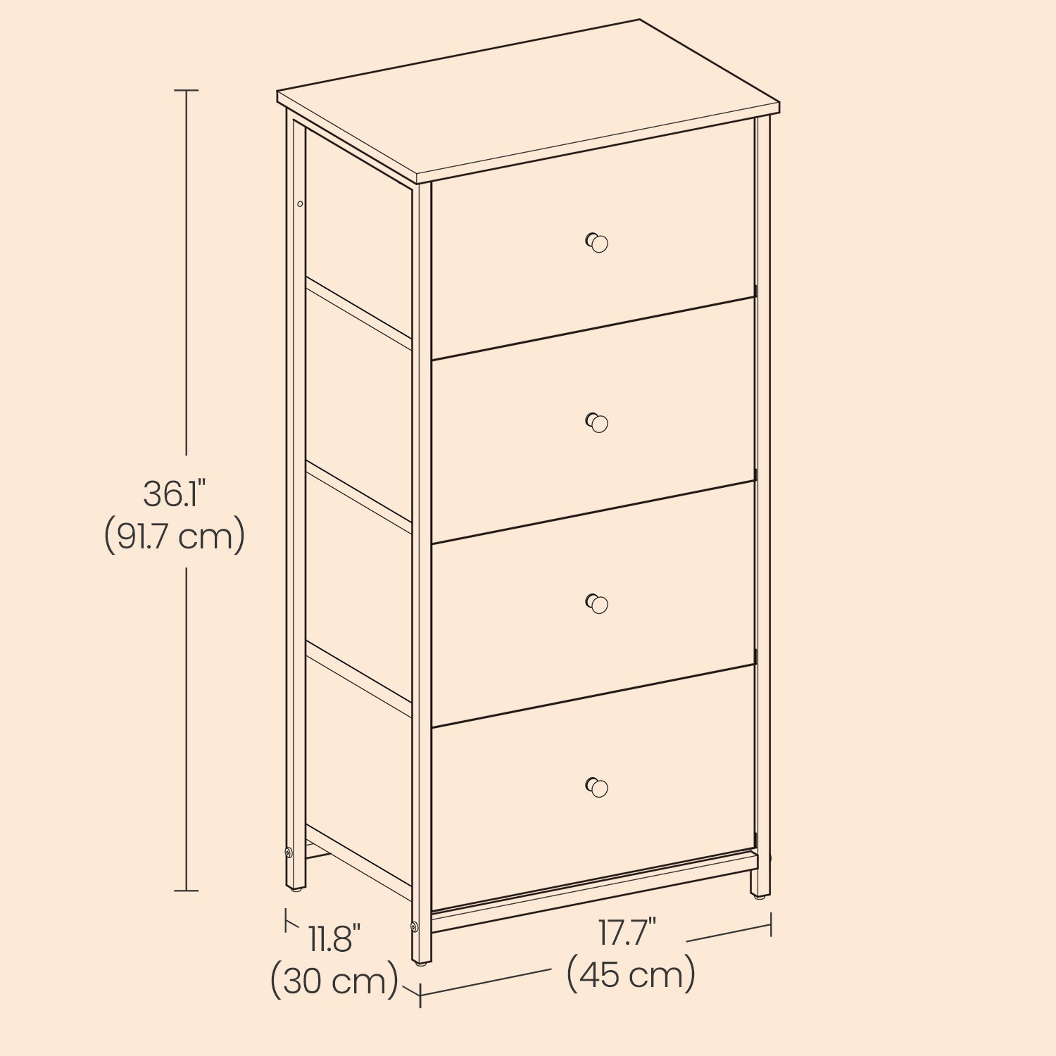 Fabric Dresser for Bedroom, with 4 Drawers, Metal Frame - image 6