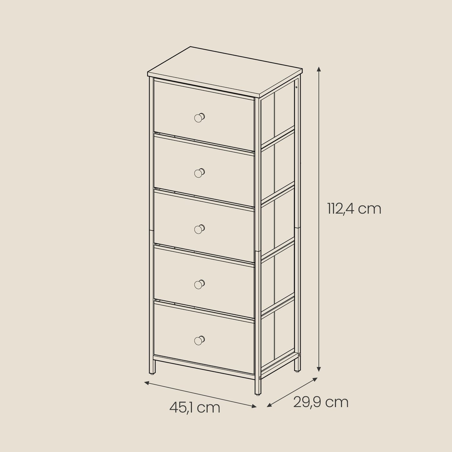 Fabric Dresser for Bedroom, with 4 Drawers, Metal Frame - image 12