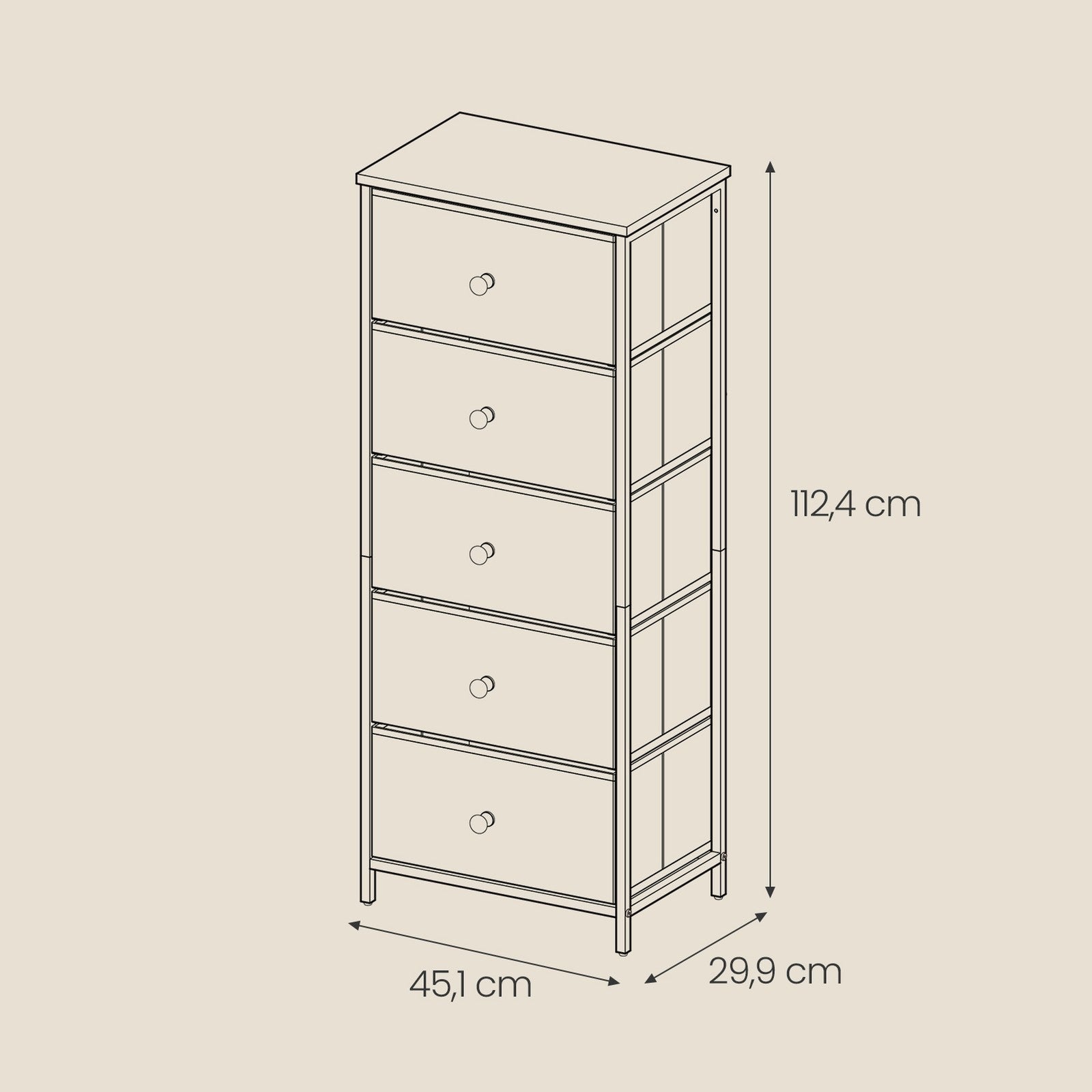 Fabric Dresser for Bedroom, with 4 Drawers, Metal Frame - image 12