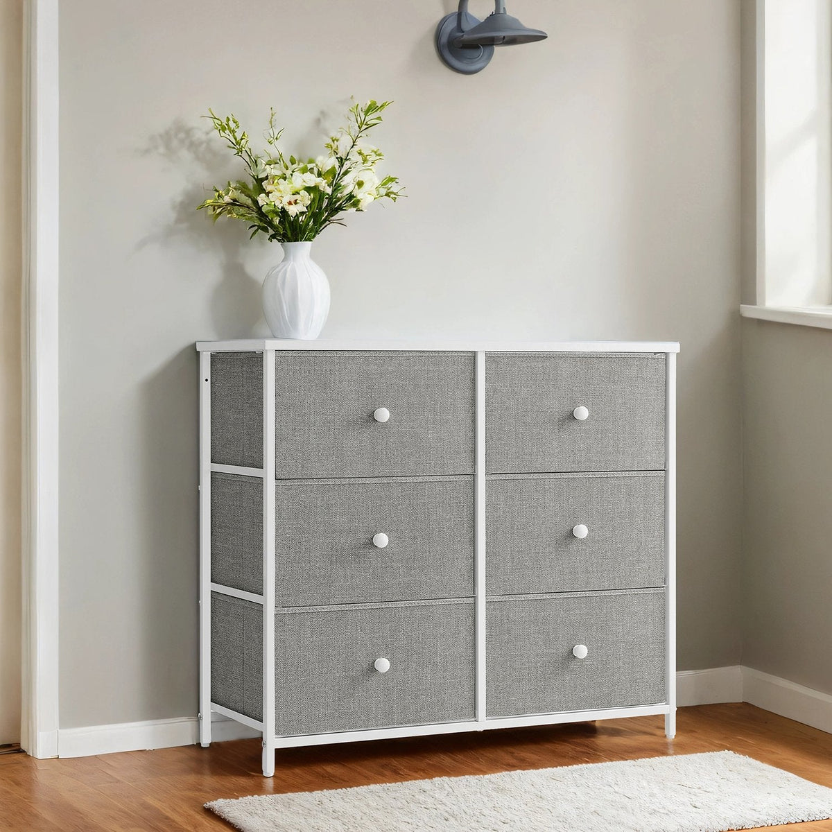 Dresser, 6-Drawer Fabric Storage Unit, Metal Frame - image 1