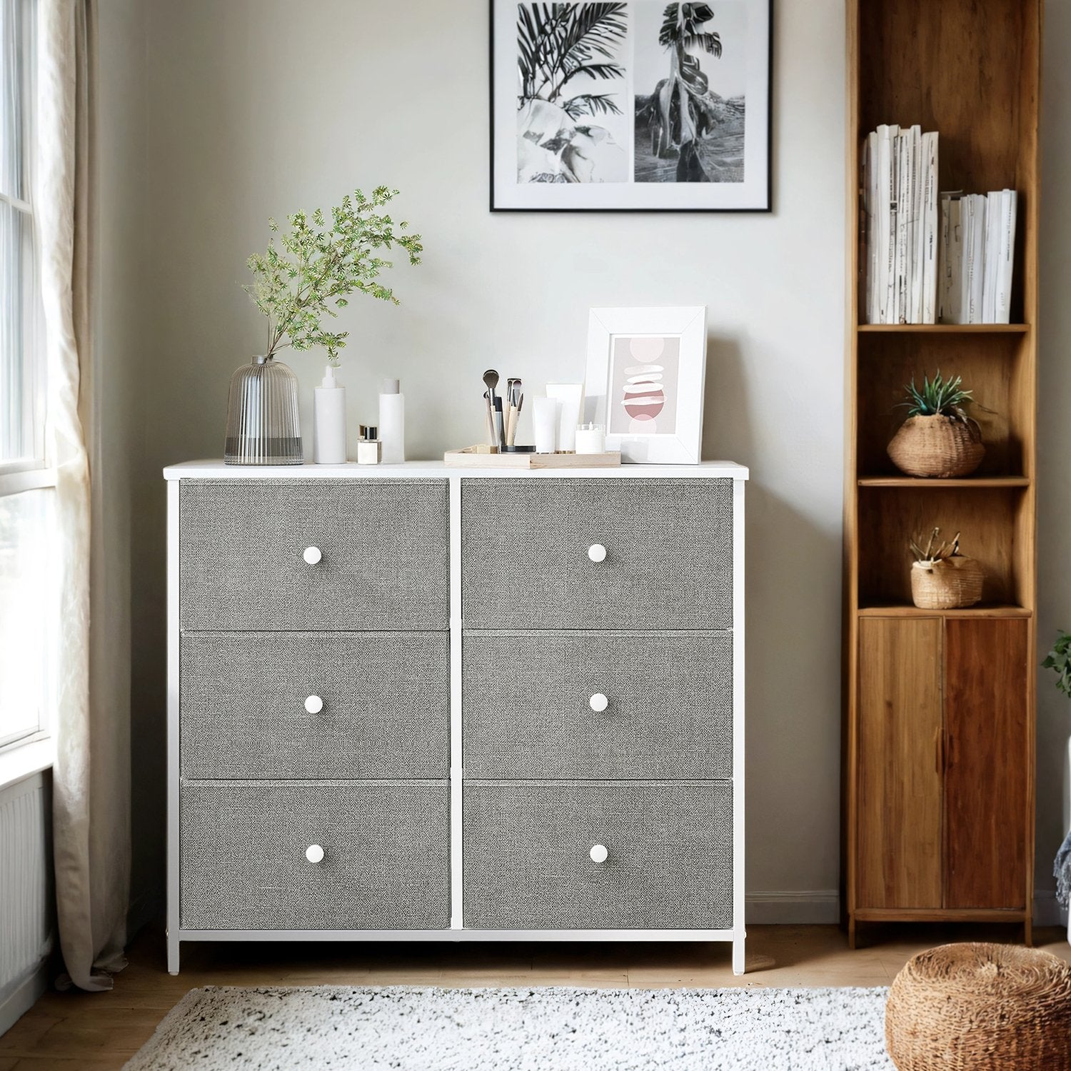Dresser, 6-Drawer Fabric Storage Unit, Metal Frame - image 3