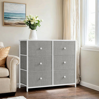 Dresser, 6-Drawer Fabric Storage Unit, Metal Frame - image 4