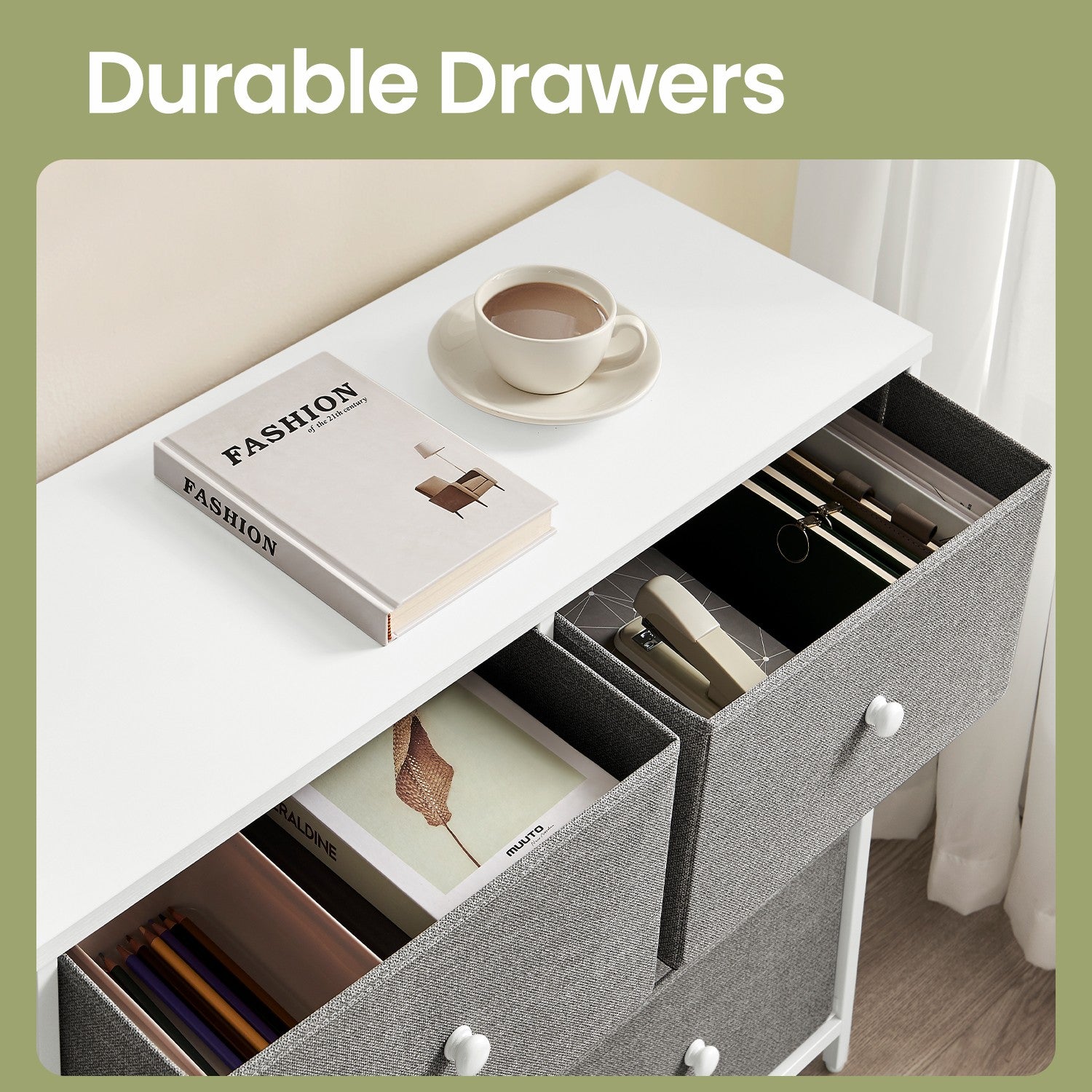Dresser, 6-Drawer Fabric Storage Unit, Metal Frame - image 6