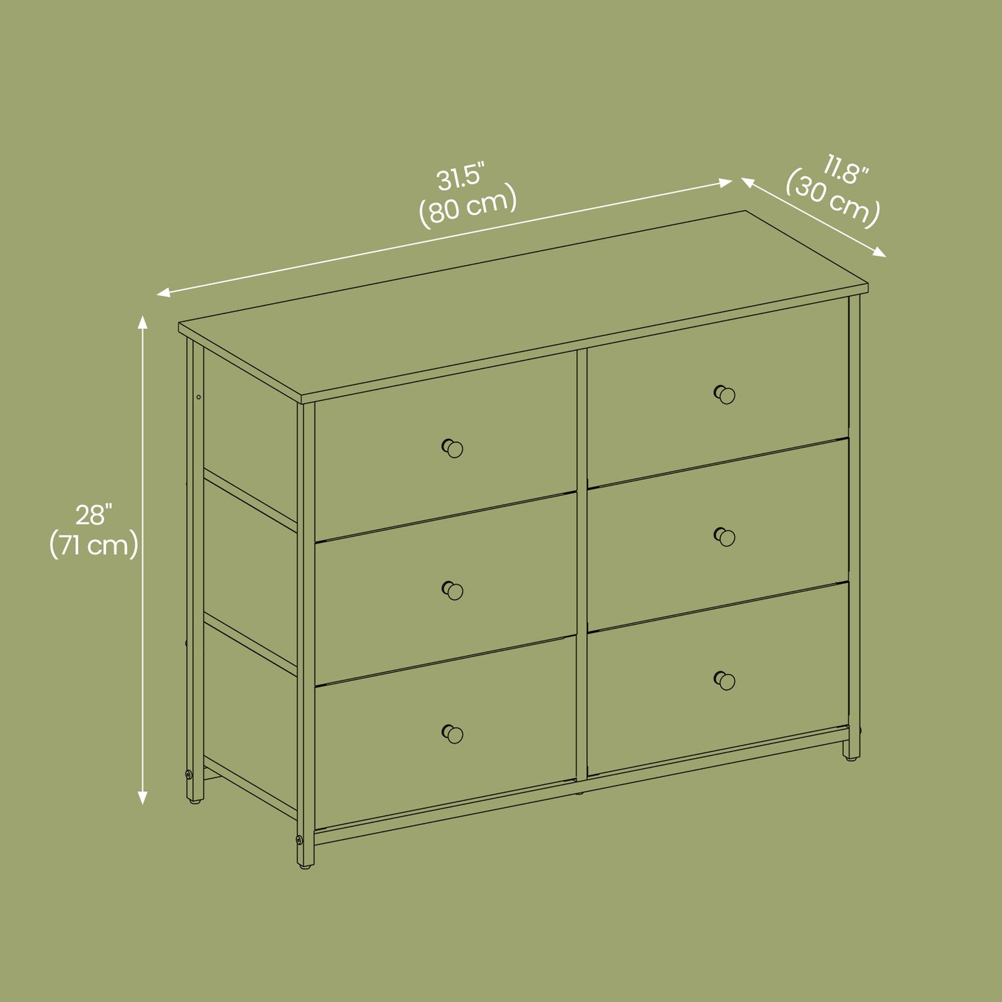 Dresser, 6-Drawer Fabric Storage Unit, Metal Frame - image 7