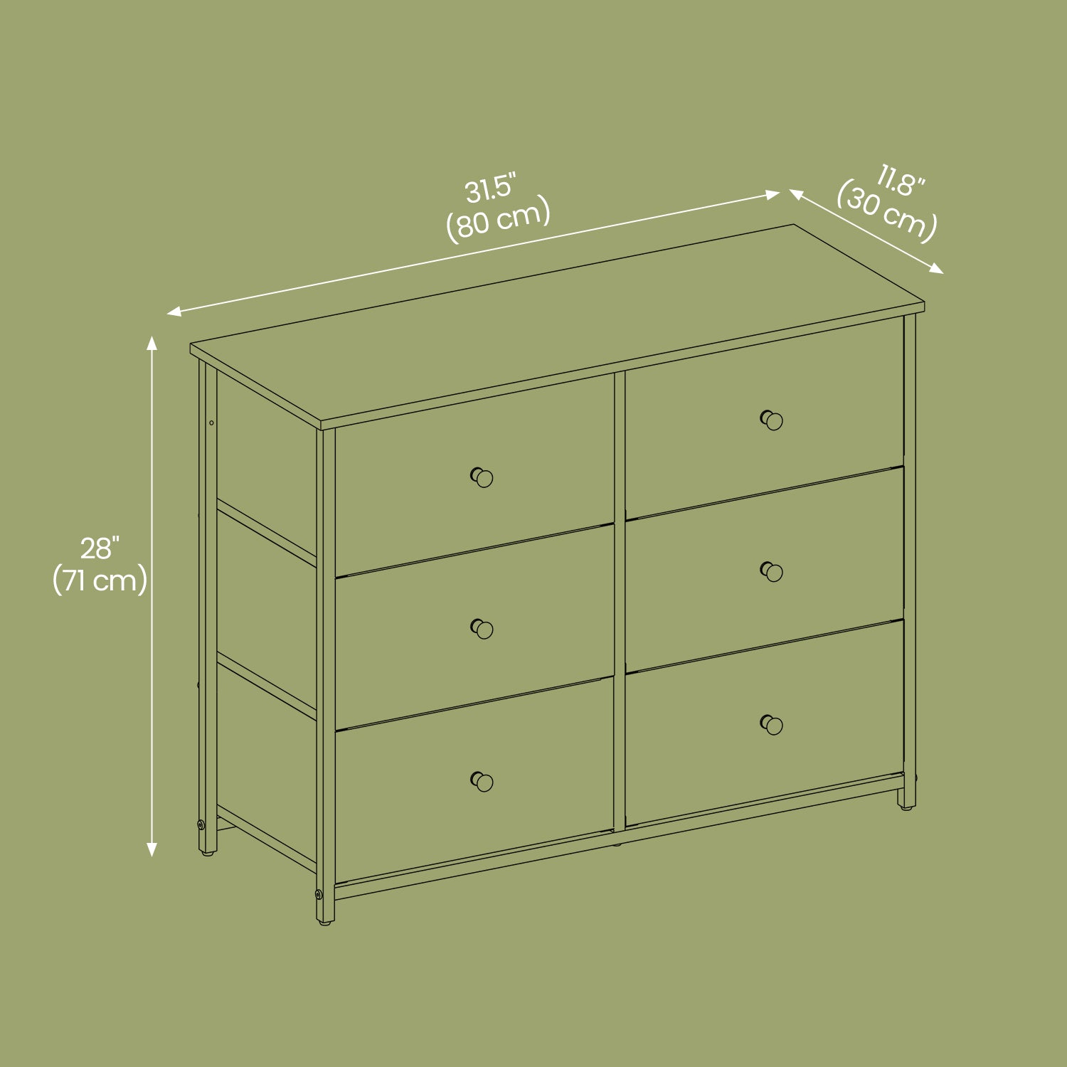 Dresser, 6-Drawer Fabric Storage Unit, Metal Frame - image 7