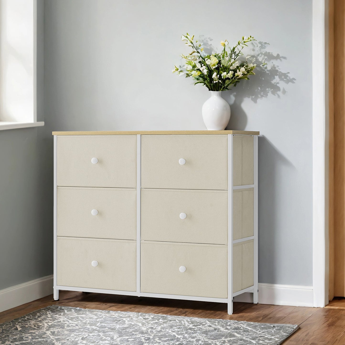 Dresser, 6-Drawer Fabric Storage Unit, Metal Frame - image 9