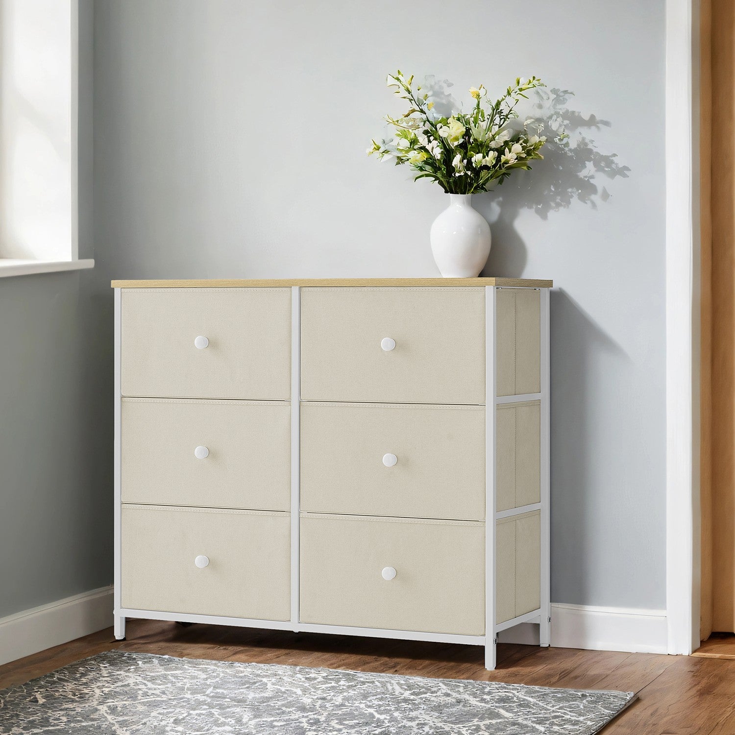 Dresser, 6-Drawer Fabric Storage Unit, Metal Frame - image 9