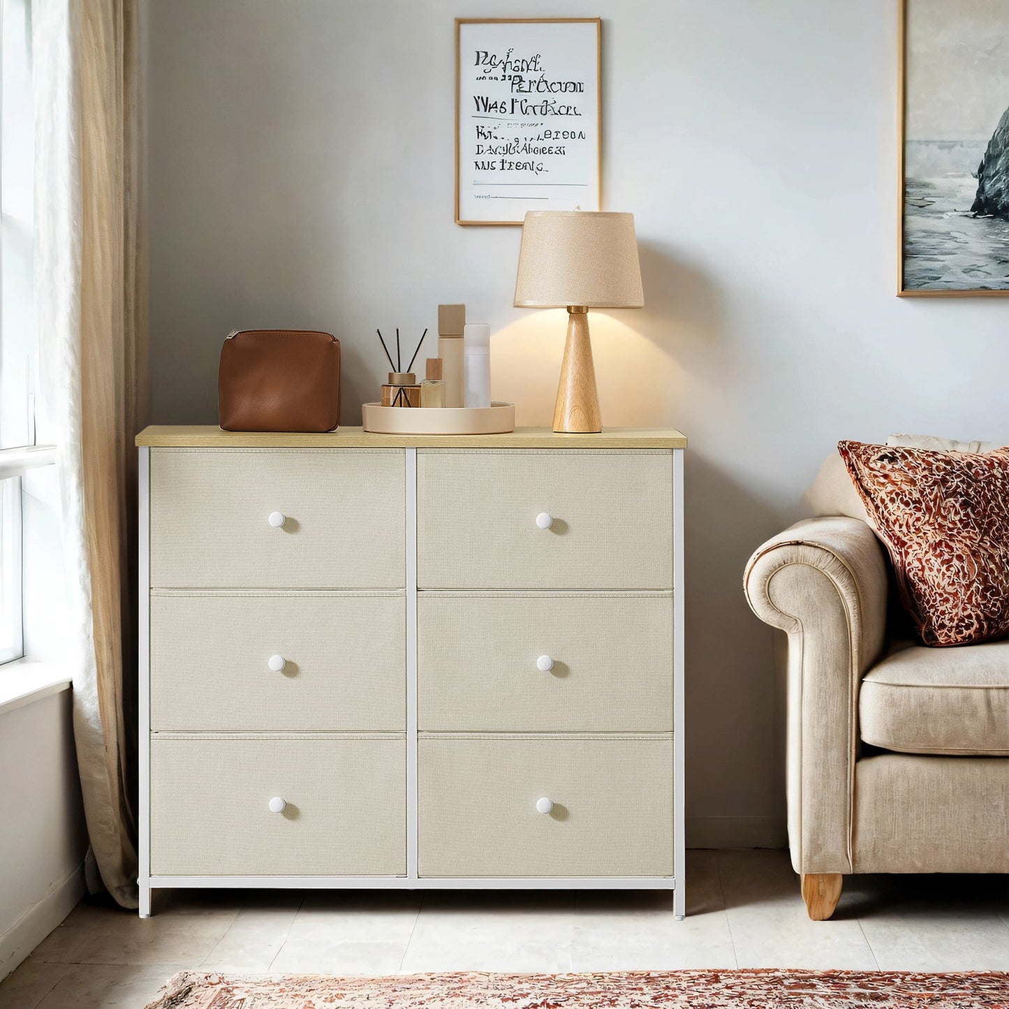 Dresser, 6-Drawer Fabric Storage Unit, Metal Frame - image 10