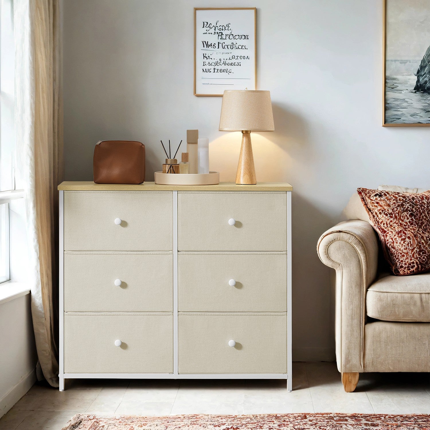 Dresser, 6-Drawer Fabric Storage Unit, Metal Frame - image 10