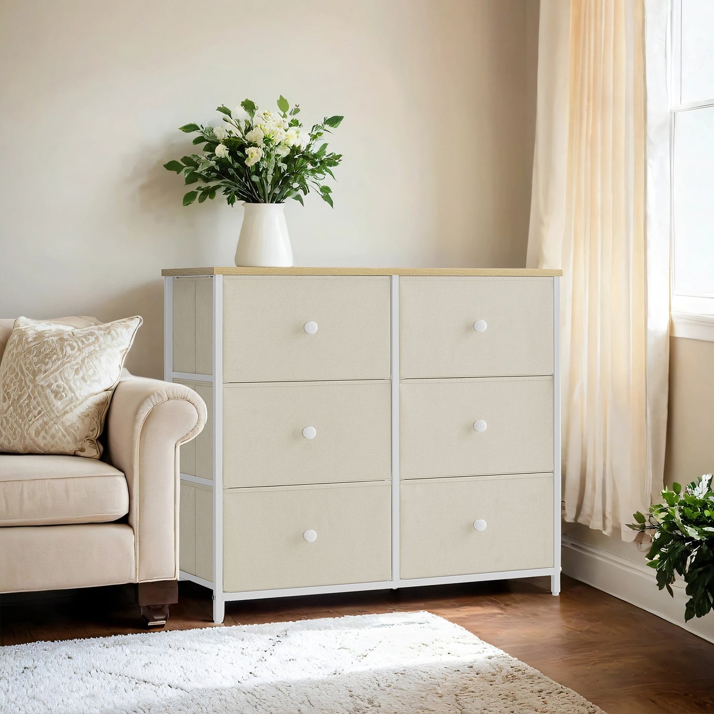 Dresser, 6-Drawer Fabric Storage Unit, Metal Frame - image 11