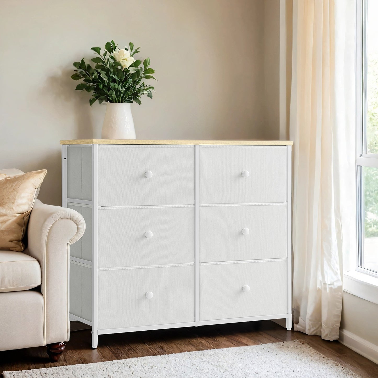 Dresser, 6-Drawer Fabric Storage Unit, Metal Frame - image 18