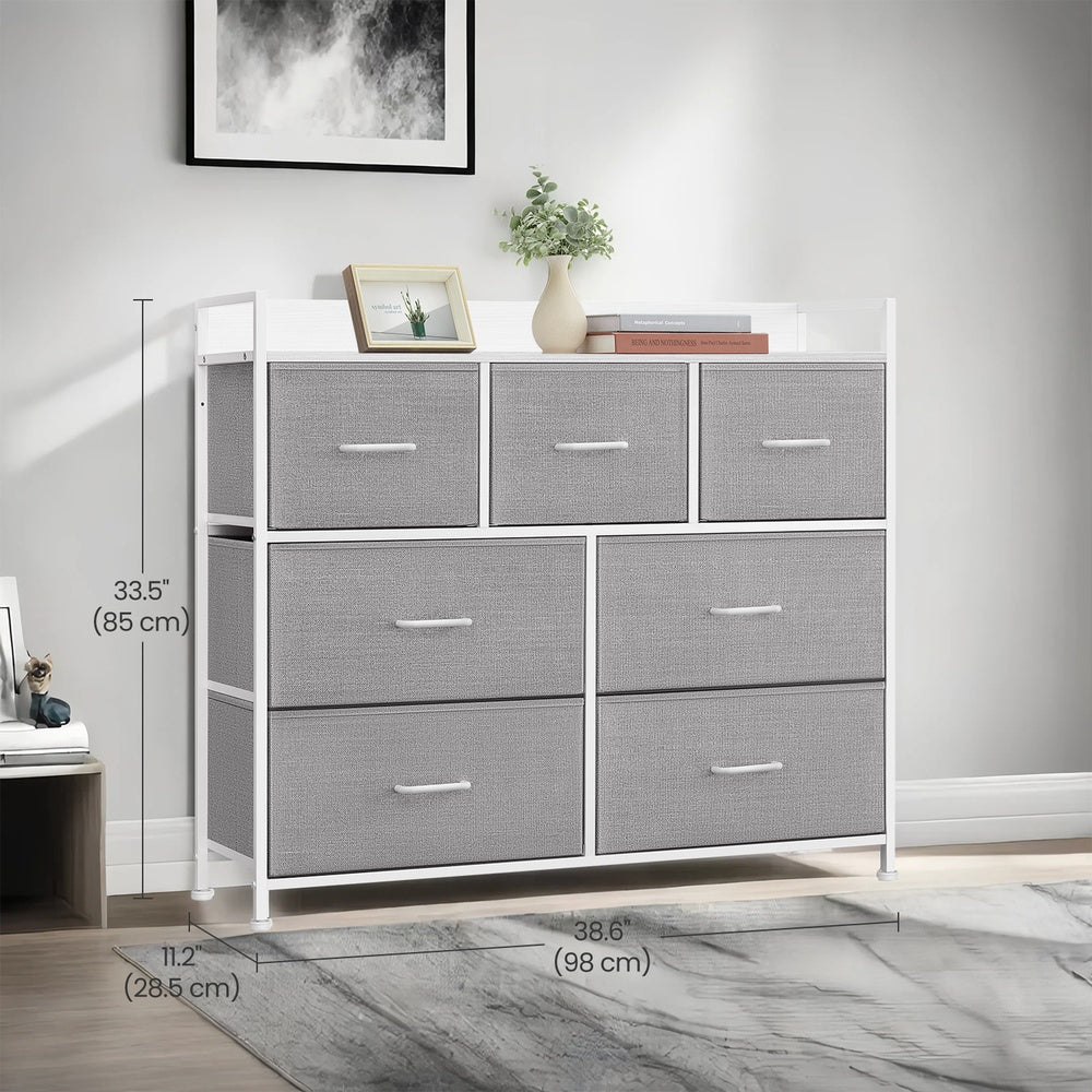 Dresser Cabinet with 7 Fabric Drawers, Metal Frame, Storage Organizer for Bedroom, Rustic Brown and Black - image 24