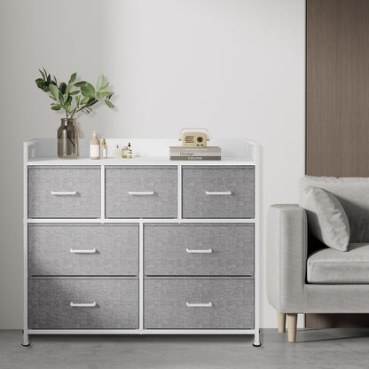 Dresser Cabinet with 7 Fabric Drawers, Metal Frame, Storage Organizer for Bedroom, Rustic Brown and Black - image 25