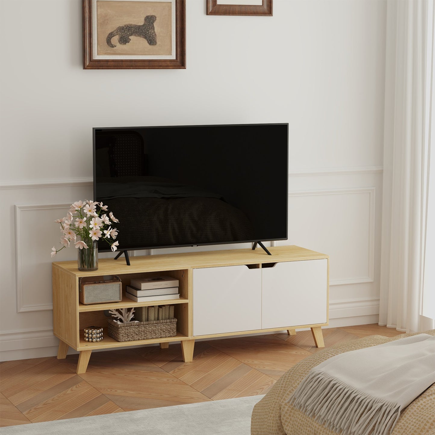 TV Cabinet, 140 cm Long TV Stand with 2 Doors, for TVs up to 60 Inches - image 4