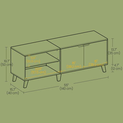 TV Cabinet, 140 cm Long TV Stand with 2 Doors, for TVs up to 60 Inches - image 5