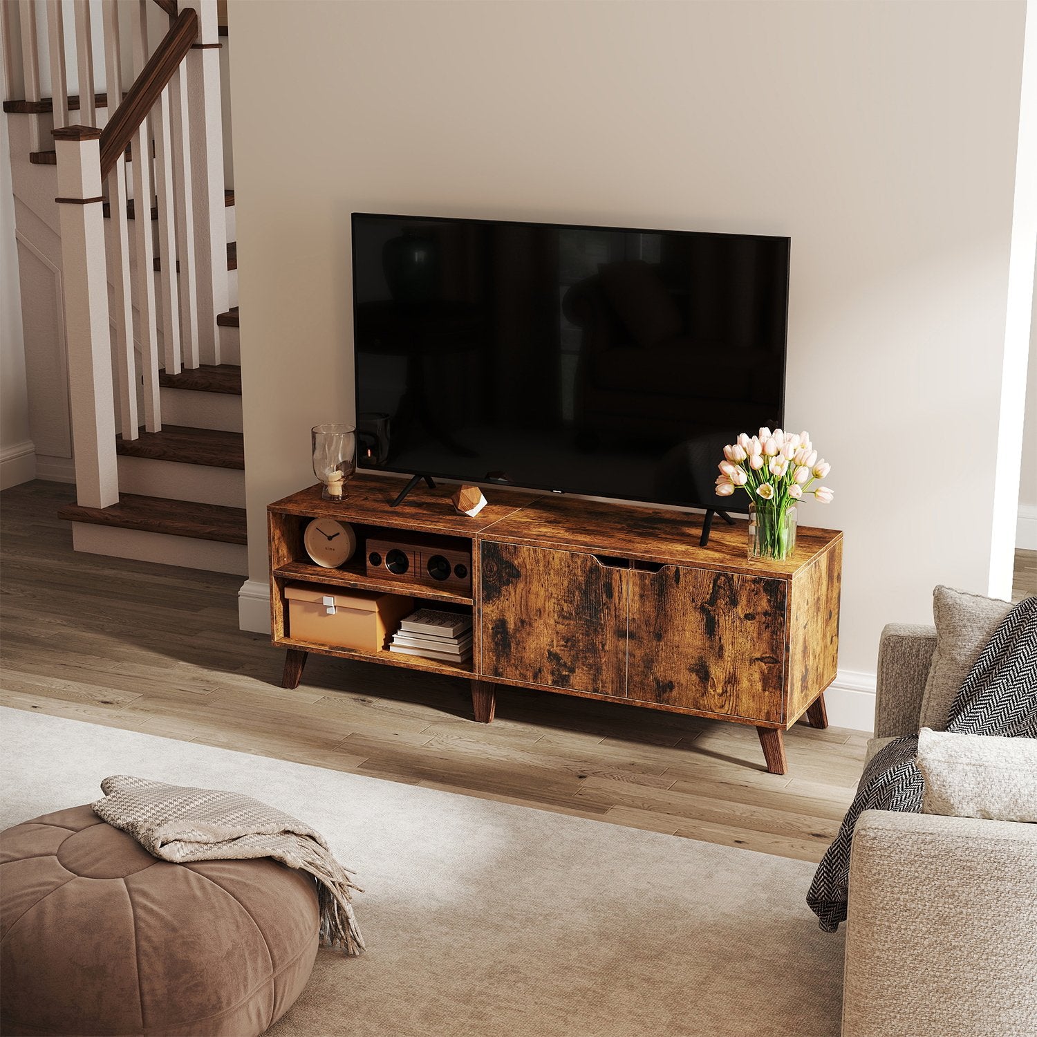 TV Cabinet, 140 cm Long TV Stand with 2 Doors, for TVs up to 60 Inches - image 8