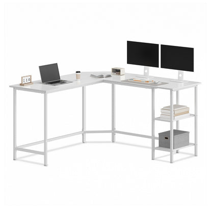 L-Shaped Office Desk, Space-Saving Corner Computer Desk with 2 Shelves, Easy Assembly, Brown and Black - image 29