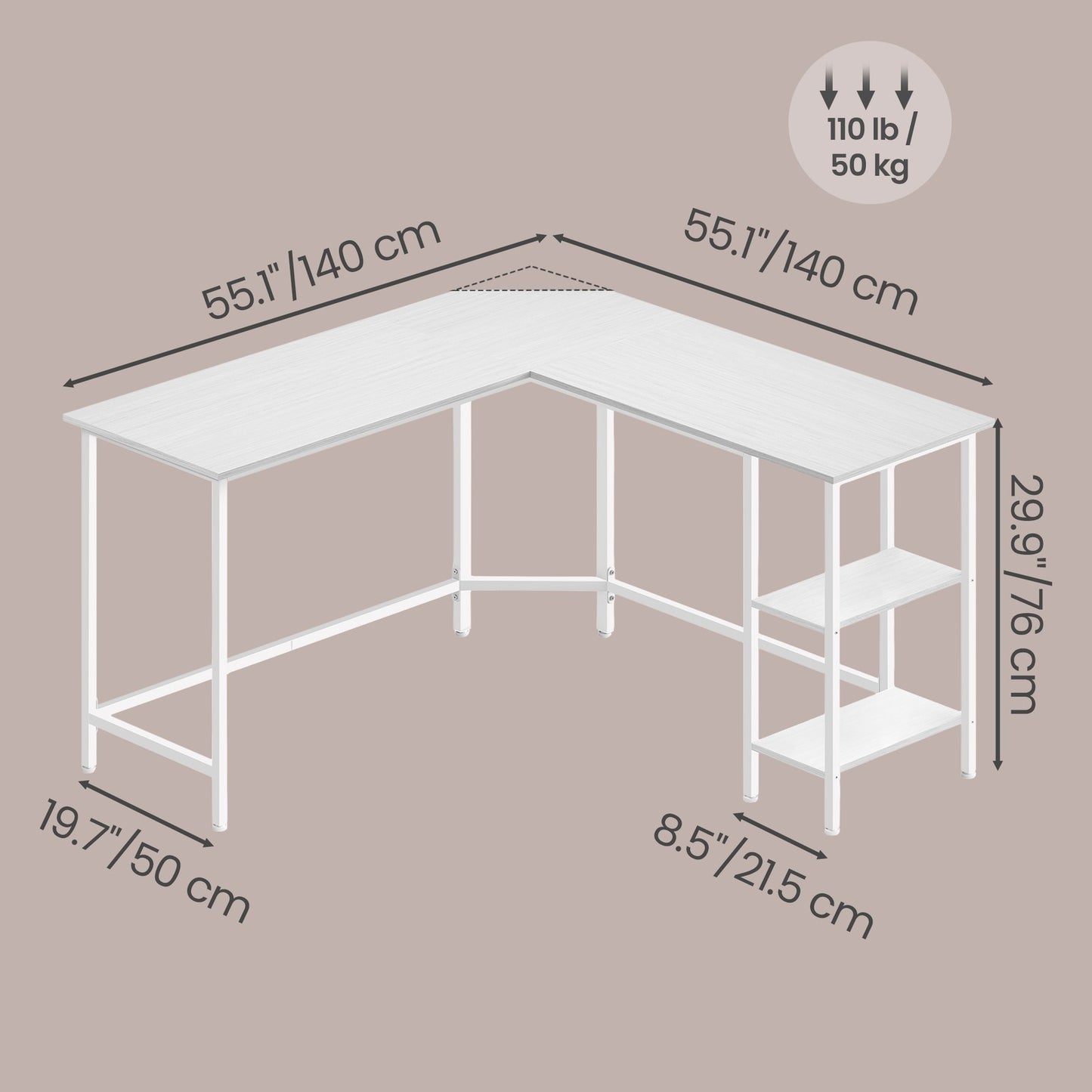L-Shaped Office Desk, Space-Saving Corner Computer Desk with 2 Shelves, Easy Assembly, Brown and Black - image 30