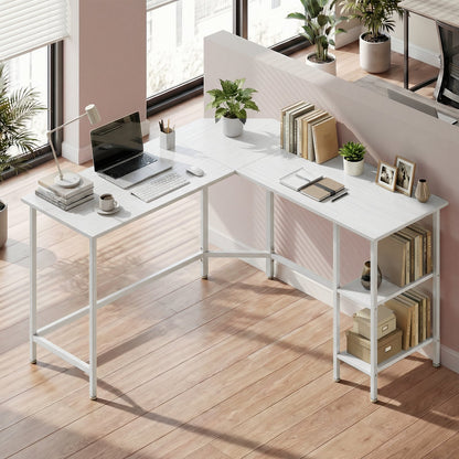 L-Shaped Office Desk, Space-Saving Corner Computer Desk with 2 Shelves, Easy Assembly, Brown and Black - image 32