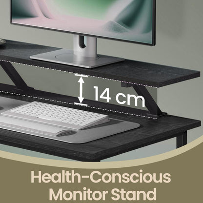 Corner Computer Desk with Monitor Stand, 115 cm Wide, Adjustable Shelf, 2 Drawers, for Home Office, Brown - image 10