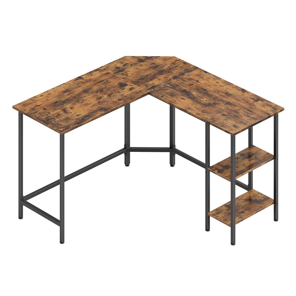 L-Shaped Office Desk, Space-Saving Corner Computer Desk with 2 Shelves, Easy Assembly, Brown and Black - image 21