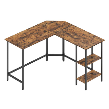 L-Shaped Office Desk, Space-Saving Corner Computer Desk with 2 Shelves, Easy Assembly, Brown and Black - image 21