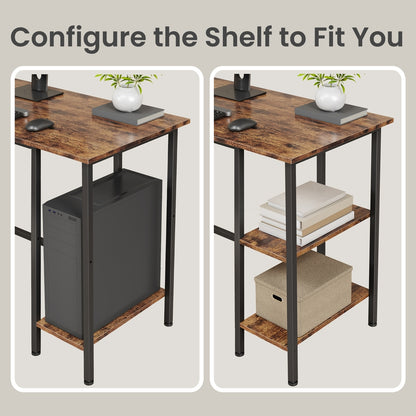 L-Shaped Office Desk, Space-Saving Corner Computer Desk with 2 Shelves, Easy Assembly, Brown and Black - image 24