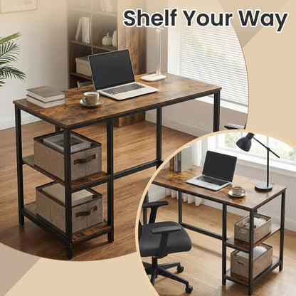 Home Office Computer Desk with 2 Shelves on Left or Right, 47.2-Inch Wide Writing Desk for Study - image 6