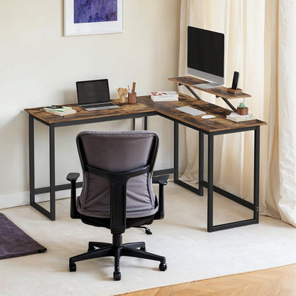 L-Shaped Corner Desk, Computer Desk with Monitor Stand, for Home Office Study Gaming - image 2