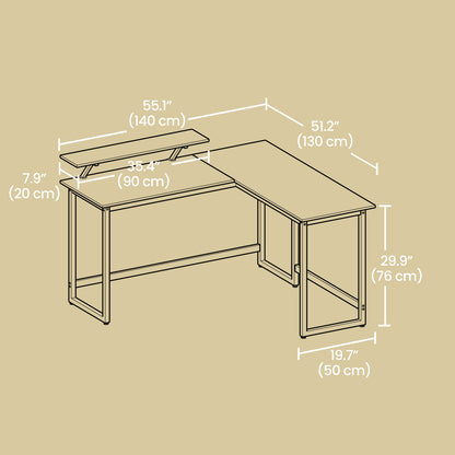 L-Shaped Corner Desk, Computer Desk with Monitor Stand, for Home Office Study Gaming - image 5